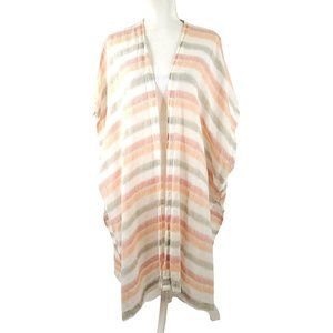 By Together Kimono Open Front Cardigan Poncho Womens M/L Striped Short Sleeve